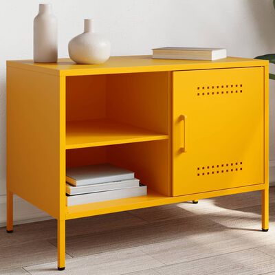 vidaXL Mueble de TV de acero amarillo mostaza 68x39x50,5 cm