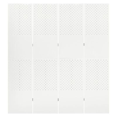 vidaXL Biombo divisor de 4 paneles acero blanco 160x180 cm