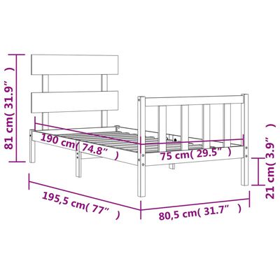 vidaXL Estructura de cama individual con cabecero madera maciza