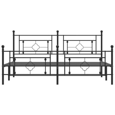 vidaXL Estructura cama sin colchón con estribo metal negro 180x200 cm