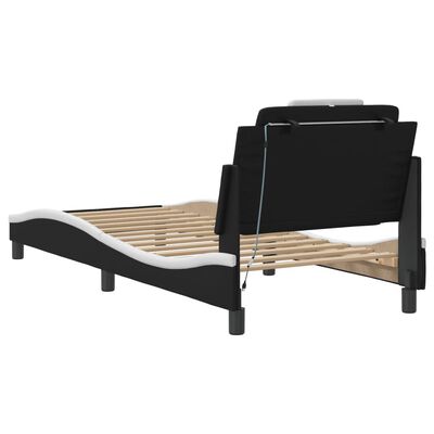 vidaXL Estructura cama con LED cuero sintético negro blanco 80x200 cm