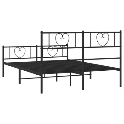 vidaXL Estructura cama sin colchón con estribo metal negro 135x190 cm