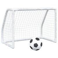 vidaXL Porterías fútbol niños y balón 2 uds metal blanco 64x35x48 cm