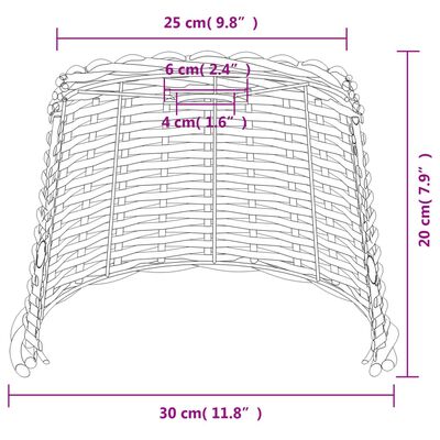 vidaXL Pantalla para lámpara de techo mimbre blanco Ø30x20 cm