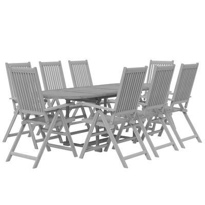 vidaXL Juego de comedor de jardín 9 piezas madera maciza de acacia