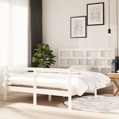 vidaXL Estructura de cama madera maciza blanca King Size 150x200 cm