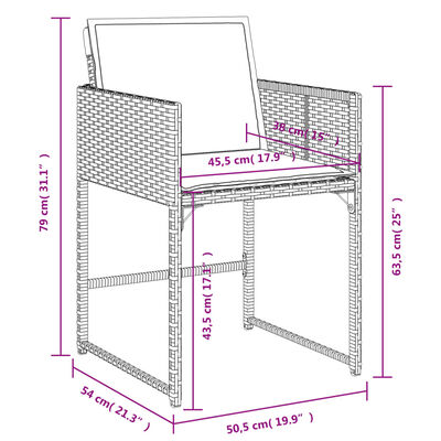 vidaXL Set comedor de jardín con cojines 13 pzas ratán sintético negro