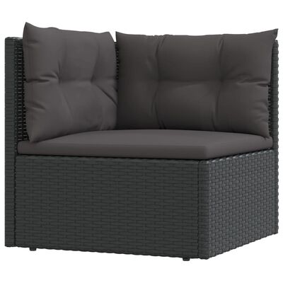 vidaXL Set de muebles de jardín 8 pzas y cojines ratán sintético negro