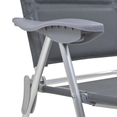 vidaXL Sillas de camping de aluminio 2 unidades gris 58x69x111 cm