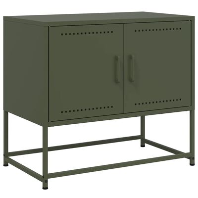 vidaXL Mueble para TV de acero verde oliva 68,5x39x60,5 cm