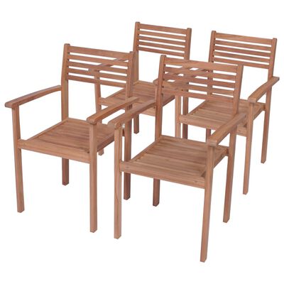 vidaXL Sillas de jardín con cojines 4 uds madera maciza de teca beige