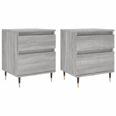 vidaXL Mesita de noche 2 uds madera ingeniería gris Sonoma 40x35x50 cm