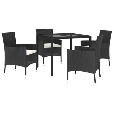 vidaXL Set de muebles jardín 5 pzas con cojines ratán sintético negro