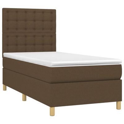 vidaXL Cama box spring con colchón tela marrón oscuro 90x190 cm