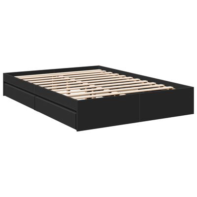 vidaXL Cama con cajones madera de ingeniería negro 135x190 cm