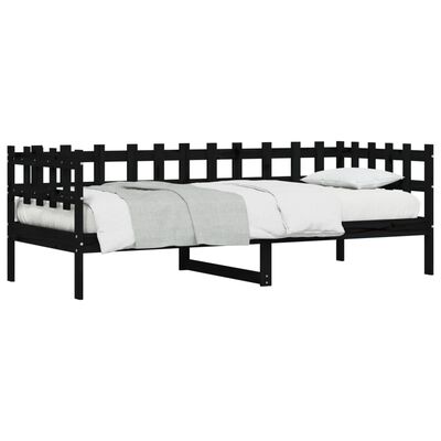 vidaXL Sofá cama madera maciza de pino negro 90x190 cm