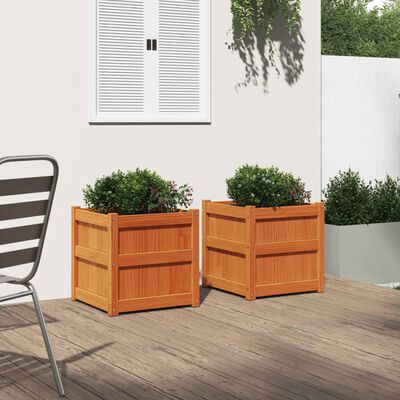 vidaXL Jardineras de exterior 2 uds madera maciza de pino marrón cera