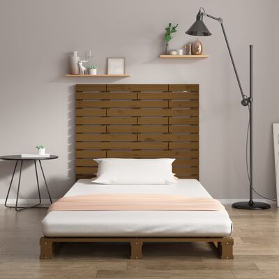 vidaXL Cabecero cama pared madera maciza pino marrón miel 146x3x91,5cm