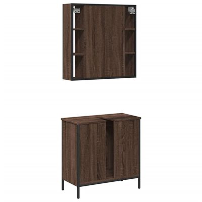 vidaXL Set de muebles baño 2 pzas madera contrachapada marrón roble