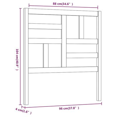 vidaXL Cabecero de cama madera maciza de pino marrón miel 96x4x104 cm