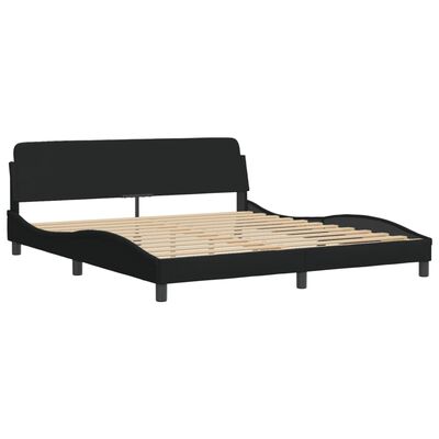 vidaXL Estructura de cama con luces LED tela negro 180x200 cm