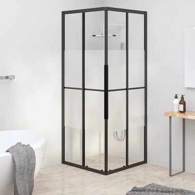 vidaXL Cabina de ducha ESG semiesmerilado negro 80x80x180 cm