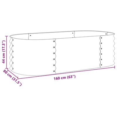 vidaXL Arriate de acero galvanizado gris 160x80x44 cm