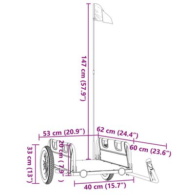 vidaXL Remolque para bicicletas hierro y tela Oxford amarillo