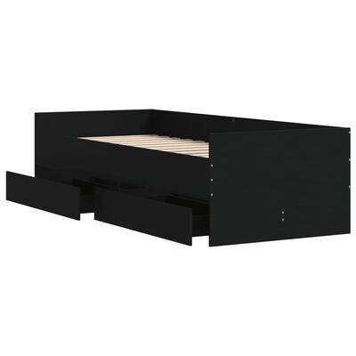 vidaXL Estructura de cama con cajones negro 75x190 cm