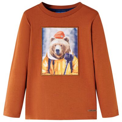 Camiseta infantil de manga larga naranja tostado 140