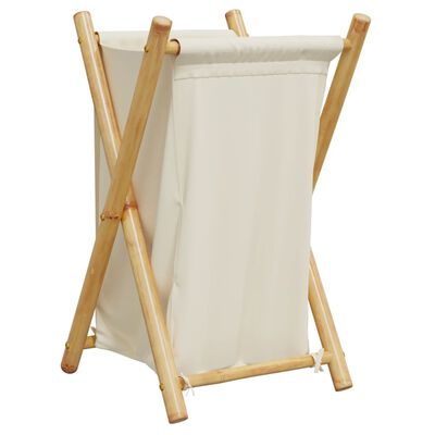 vidaXL Cesto de la ropa sucia de bambú blanco crema 41,5x36x63,5 cm