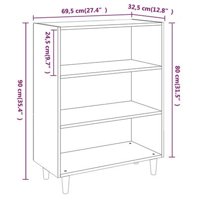 vidaXL Aparador madera contrachapada blanco brillante 69,5x32,5x90 cm