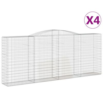 vidaXL Cestas de gaviones 4 uds forma de arco hierro 400x50x160/180 cm