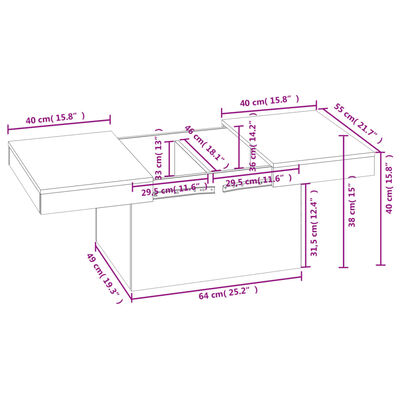 vidaXL Mesa de centro madera de ingeniería gris Sonoma 80x55x40 cm