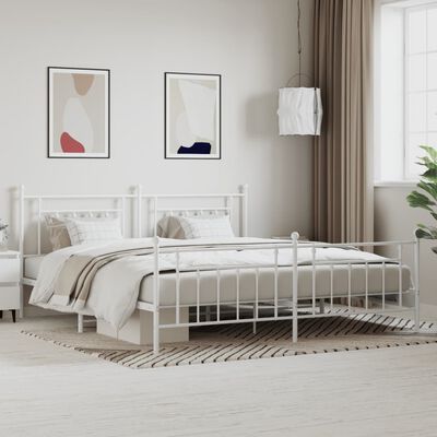 vidaXL Estructura cama sin colchón con estribo metal blanco 200x200 cm