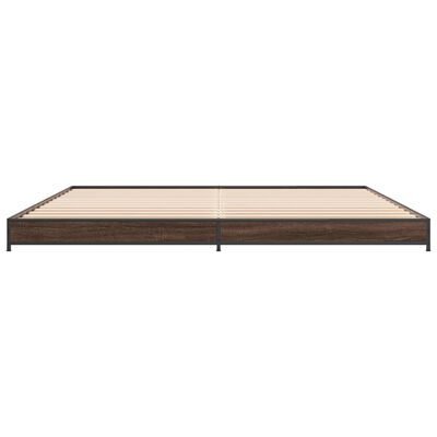 vidaXL Estructura cama madera ingeniería metal marrón roble 180x200 cm