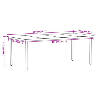 vidaXL Juego de comedor para jardín 9 piezas color roble