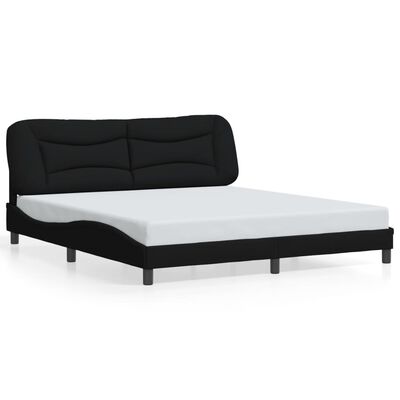 vidaXL Estructura de cama con luces LED tela negro 180x200 cm