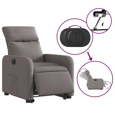 vidaXL Sillón eléctrico reclinable elevable de tela gris taupe