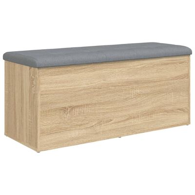 vidaXL Banco con almacenaje madera ingeniería roble Sonoma 102x42x45cm