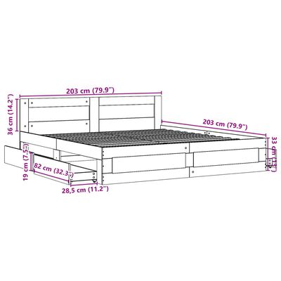 vidaXL Cama con cabecero madera de ingeniería roble Sonoma 200x200 cm