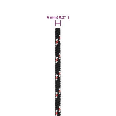 vidaXL Cuerda de barco polipropileno negra 6 mm 250 m