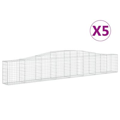 vidaXL Cestas de gaviones 5 uds forma de arco hierro 400x30x60/80 cm