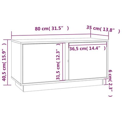 vidaXL Mueble de TV madera maciza de pino negro 80x35x40,5 cm