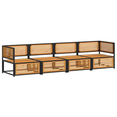 vidaXL Set sofás de jardín con cojines 4 pzas madera maciza de acacia