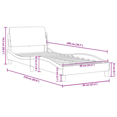 vidaXL Estructura de cama sin colchón terciopelo verde oscuro 90x200cm