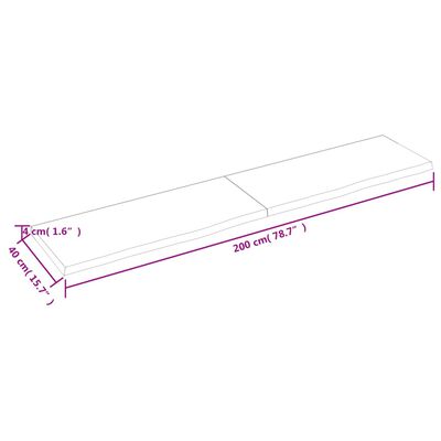 vidaXL Tablero de mesa madera maciza roble sin tratar 200x40x(2-4) cm