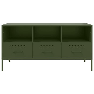 vidaXL Mueble para TV acero verde oliva 100,5x39x50,5 cm