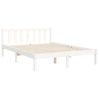 vidaXL Estructura de cama con cabecero madera maciza blanco 120x200 cm