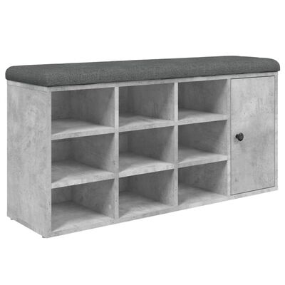 vidaXL Banco zapatero madera de ingeniería gris hormigón 102x32x50 cm